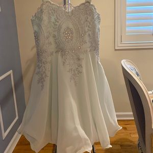 Light blue fancy dress with lace detail